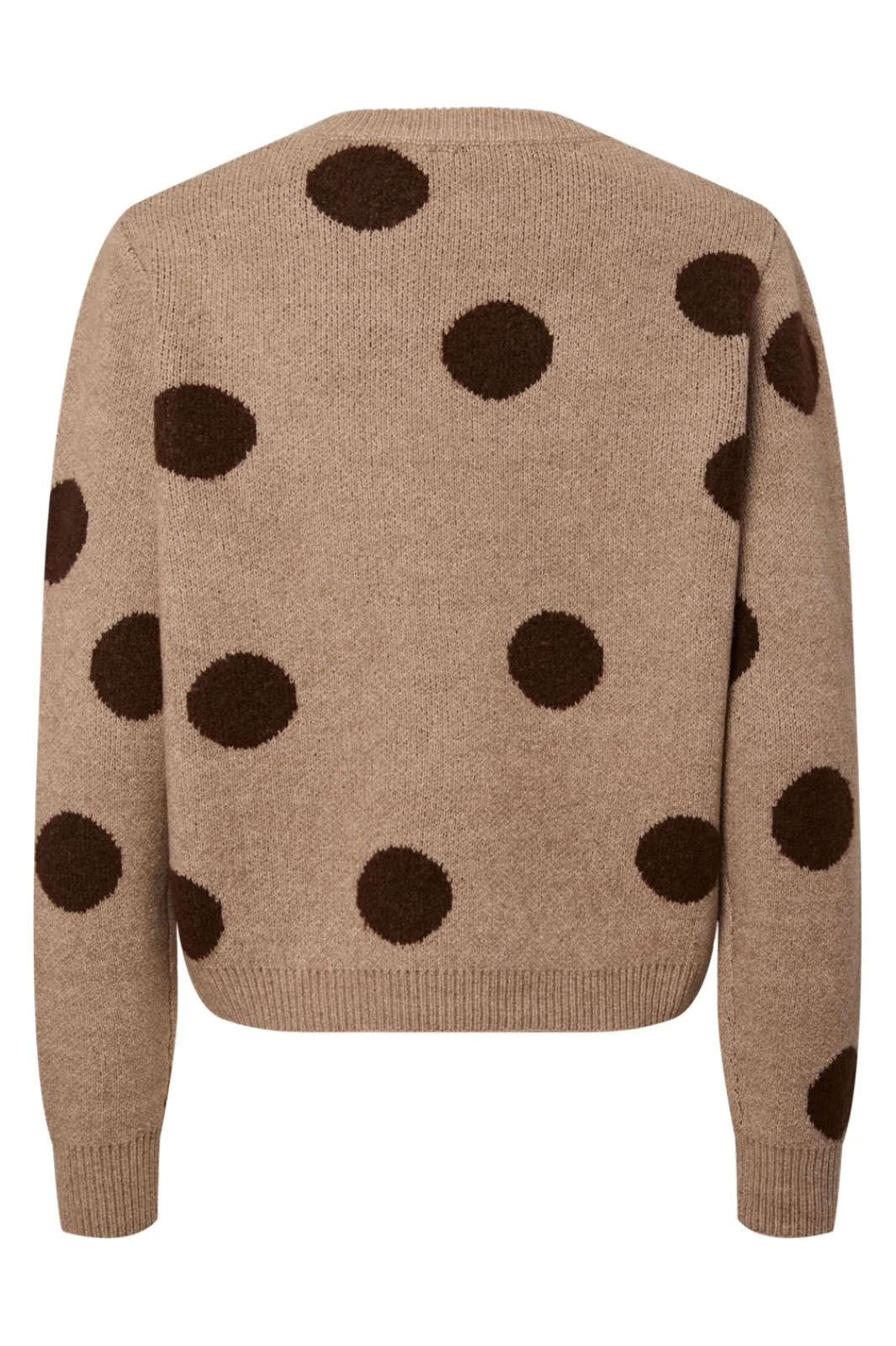 Best Pieces Pcosla Ls O-Neck Knit Pullover 4993184 Toasted Coconut Delicioso Dots