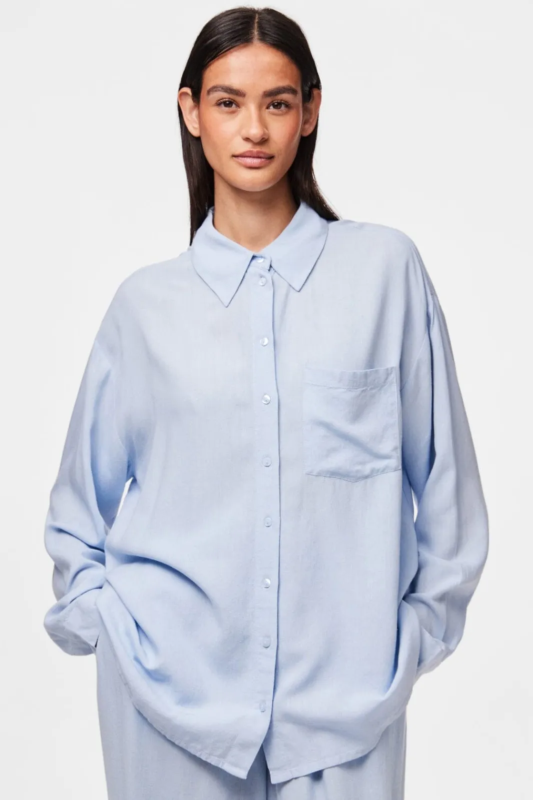 Best Pieces Pcpia Ls Loose Shirt 4648858 Cashmere Blue