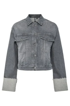 Clearance Pieces Pcpil Fold Up Denim Jacket 4649908 Grey Denim