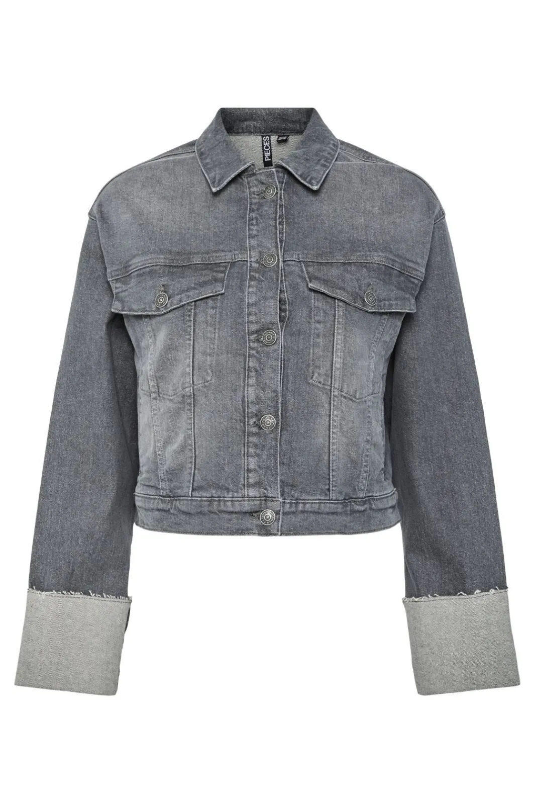 Clearance Pieces Pcpil Fold Up Denim Jacket 4649908 Grey Denim