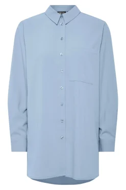 Hot Pieces Pcpoppy Ls Oxford Loose Shirt 4683969 Cashmere Blue