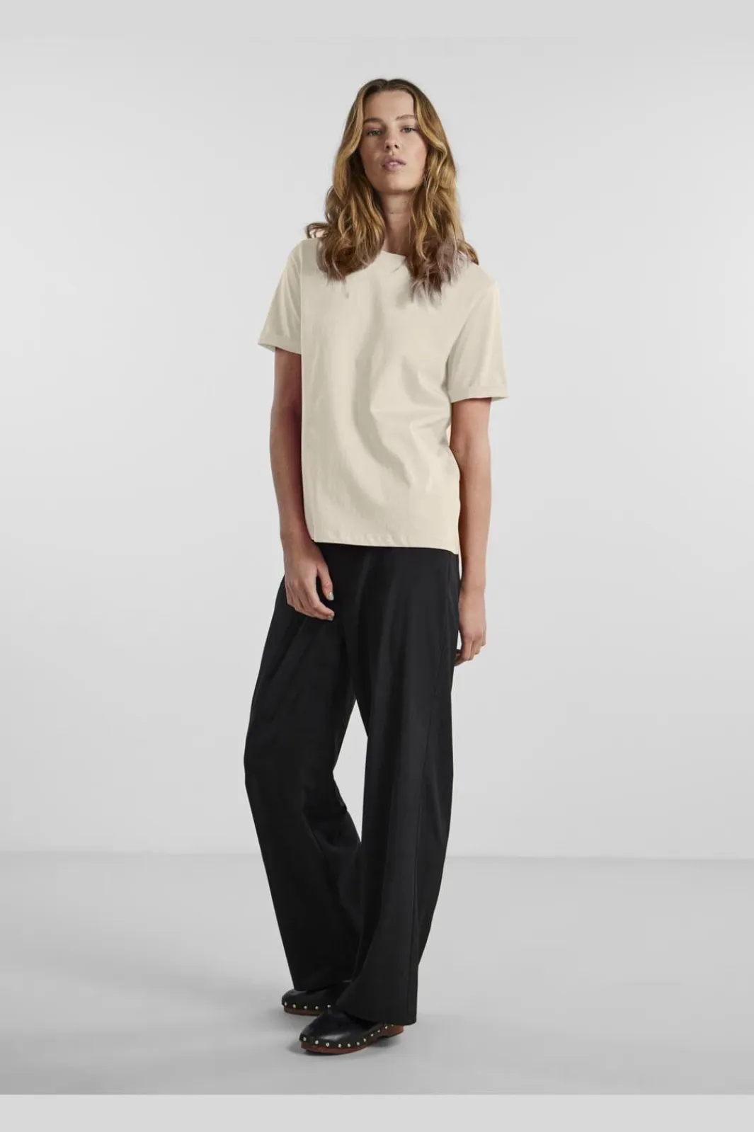 Pieces Pcria Ss Fold Up Solid Tee 3591265 Birch