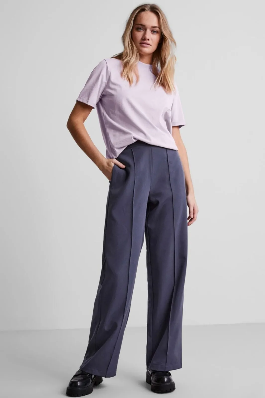Best Pieces Pcria Ss Fold Up Solid Tee Lavendula