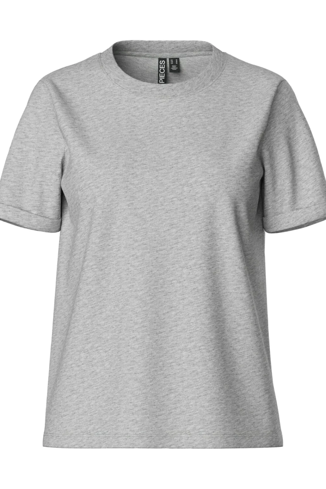 New Pieces Pcria Ss Fold Up Solid Tee 2676945 Light Grey Melange