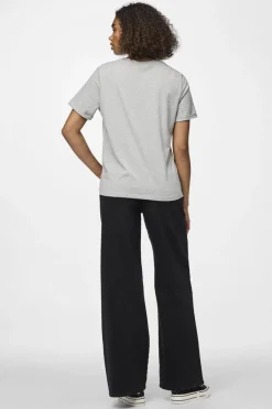 New Pieces Pcria Ss Fold Up Solid Tee 2676945 Light Grey Melange