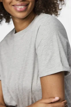 New Pieces Pcria Ss Fold Up Solid Tee 2676945 Light Grey Melange