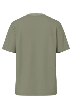 Sale Pieces Pcria Ss Lurex Neck Tee 4991579 Deep Lichen Green Lurex Rib