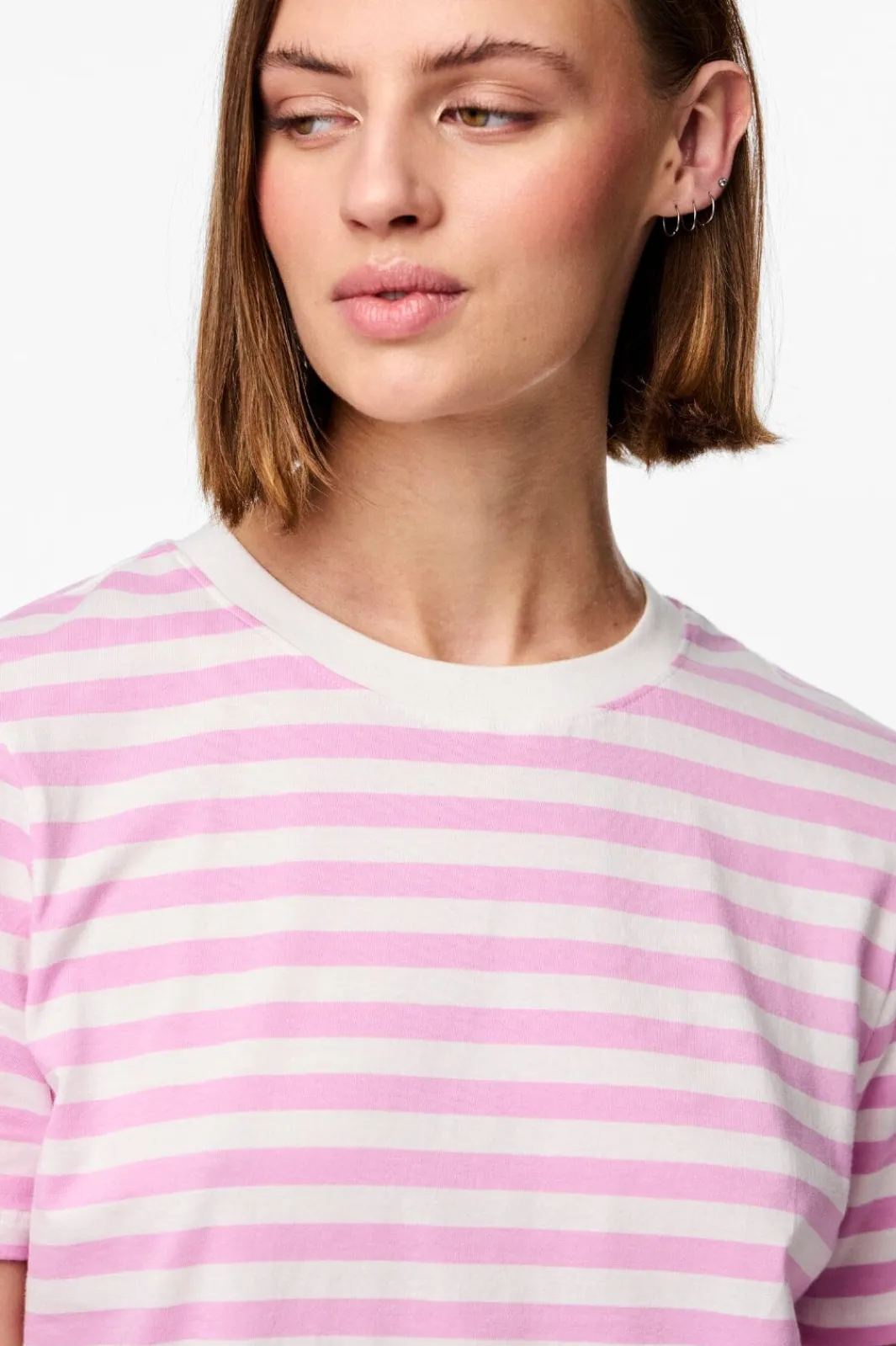 Online Pieces Pcria Ss Tee Stripes 4474679 Pastel Lavender Bright White