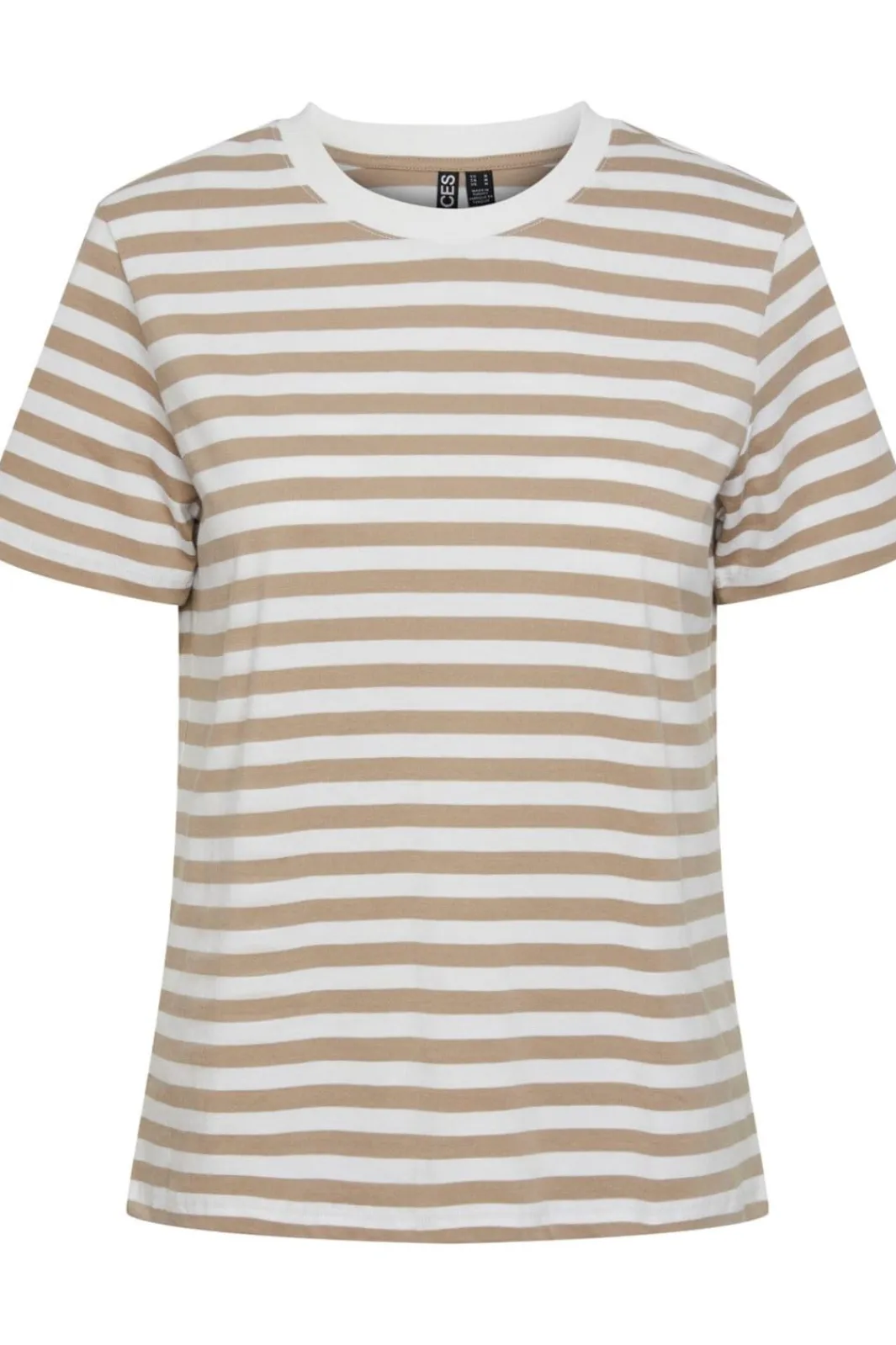 Outlet Pieces Pcria Ss Tee Stripes 4400579 Silver Mink Bright White