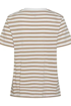 Outlet Pieces Pcria Ss Tee Stripes 4400579 Silver Mink Bright White