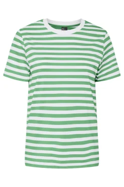 New Pieces Pcria Ss Tee Stripes 4651138 Bright White