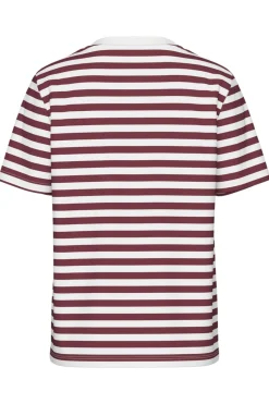 Pieces Pcria Ss Tee Stripes 4856960 Tawny Port Bright White