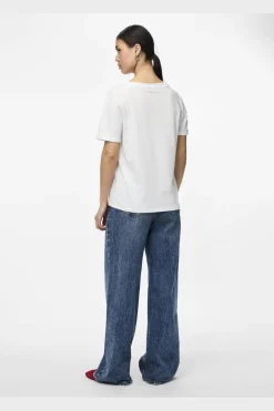 Discount Pieces Pcria Ss V-Neck Solid Tee 3783301 Bright White