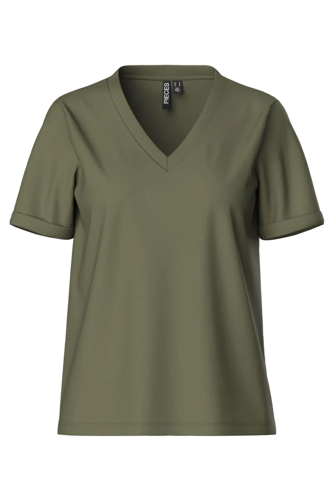 Discount Pieces Pcria Ss V-Neck Solid Tee 3783308 Deep Lichen Green