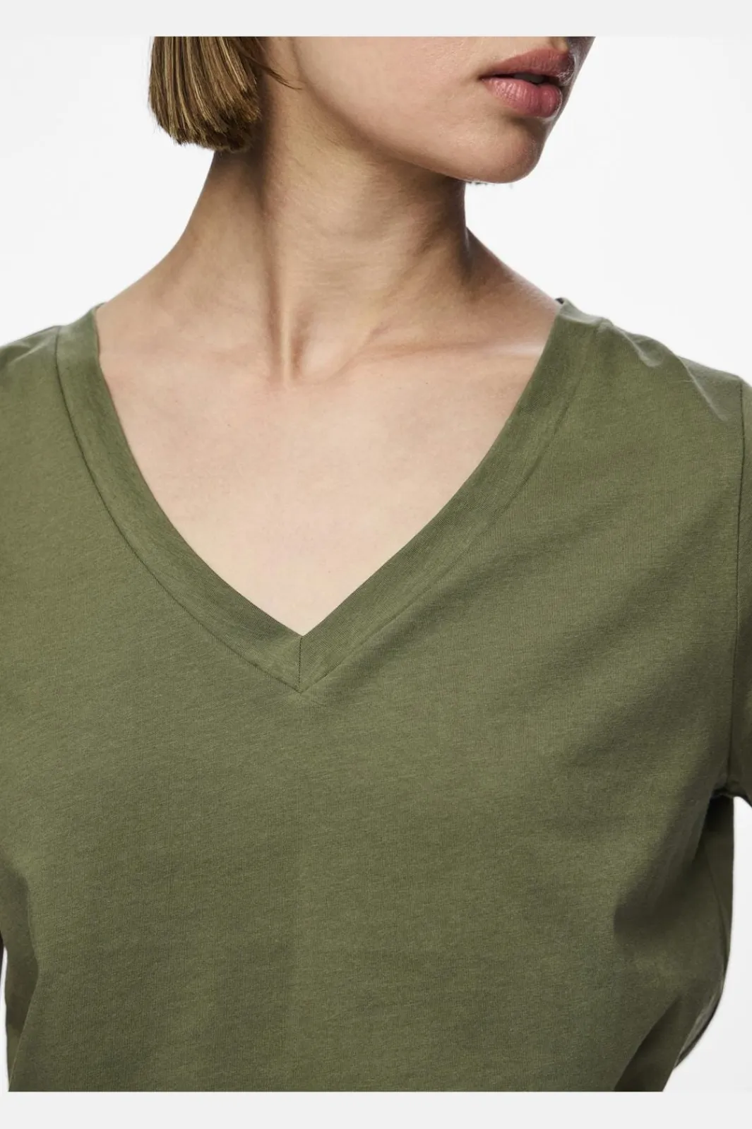 Discount Pieces Pcria Ss V-Neck Solid Tee 3783308 Deep Lichen Green