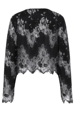 Sale Pieces Pcrinne Ls Lace Top Kca 5071431 Black