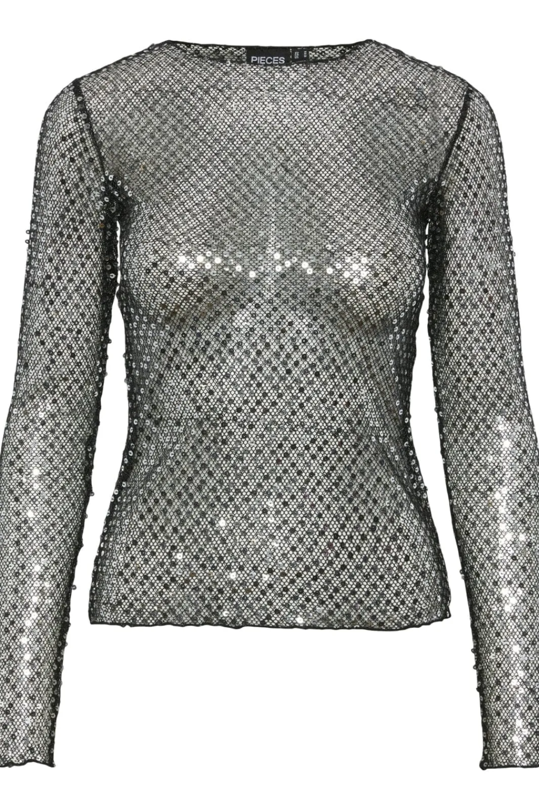 Clearance Pieces Pcrissi Ls Sequins Top 4610020 Black Silver Sequins