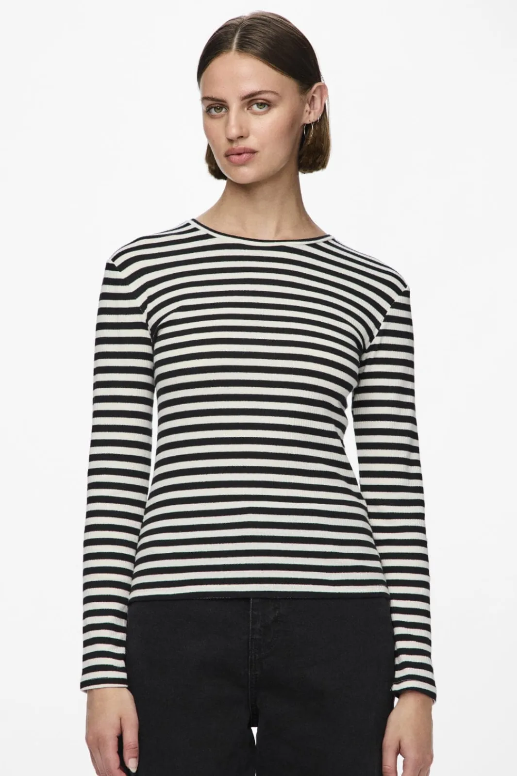 Pieces Pcruka Ls Top 4191663 Cloud Dancer Black