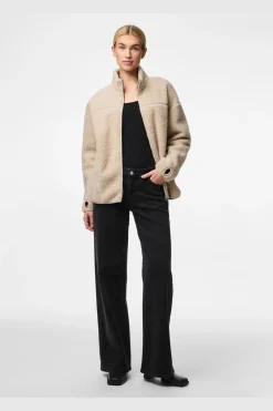 Sale Pieces Pcsadia Ls Teddy Jacket 4640680 Silver Gray