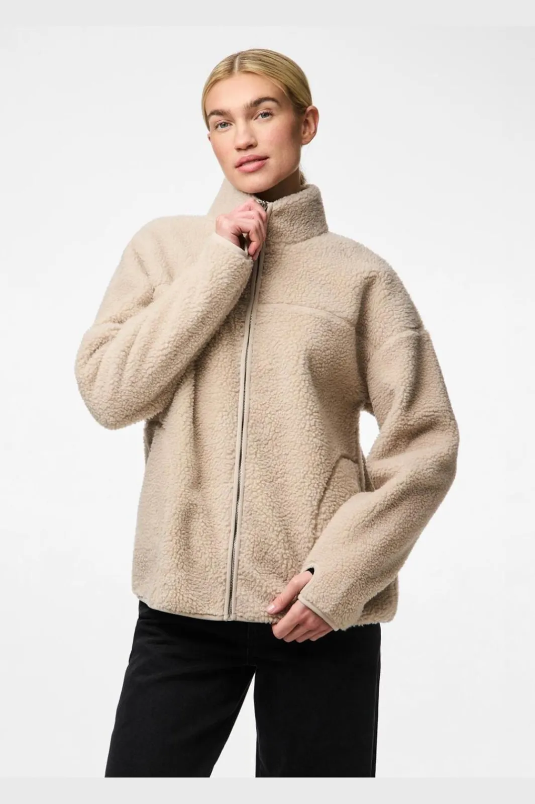 Sale Pieces Pcsadia Ls Teddy Jacket 4640680 Silver Gray