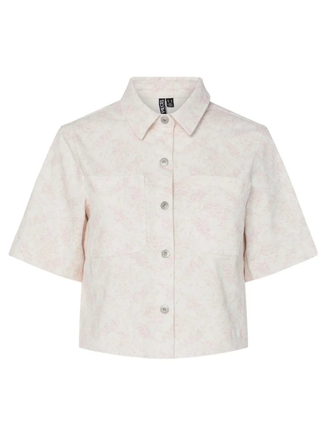 Outlet Pieces Pcsalume Ss Denim Shirt 4701726 Egret Flower