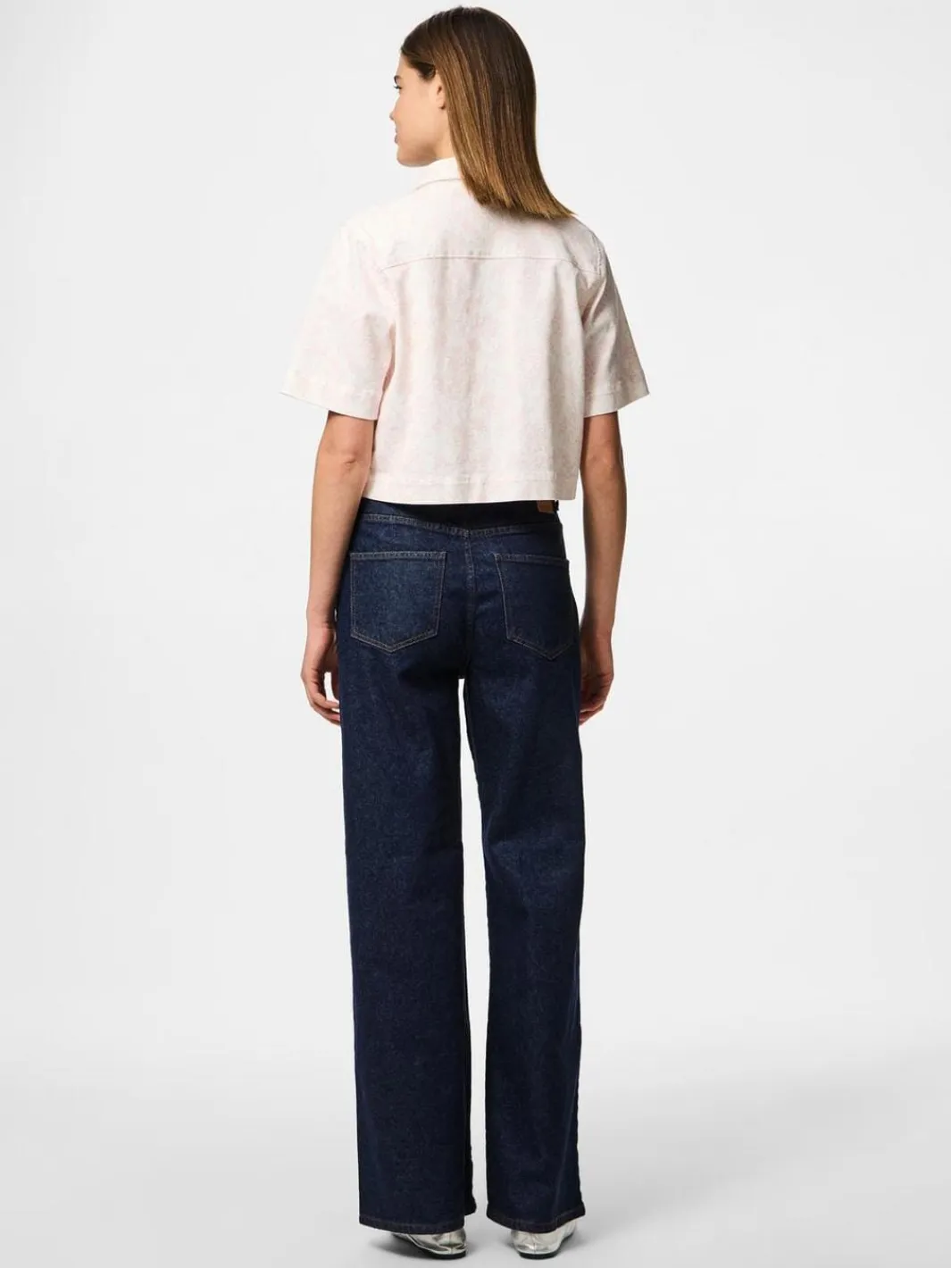 Outlet Pieces Pcsalume Ss Denim Shirt 4701726 Egret Flower