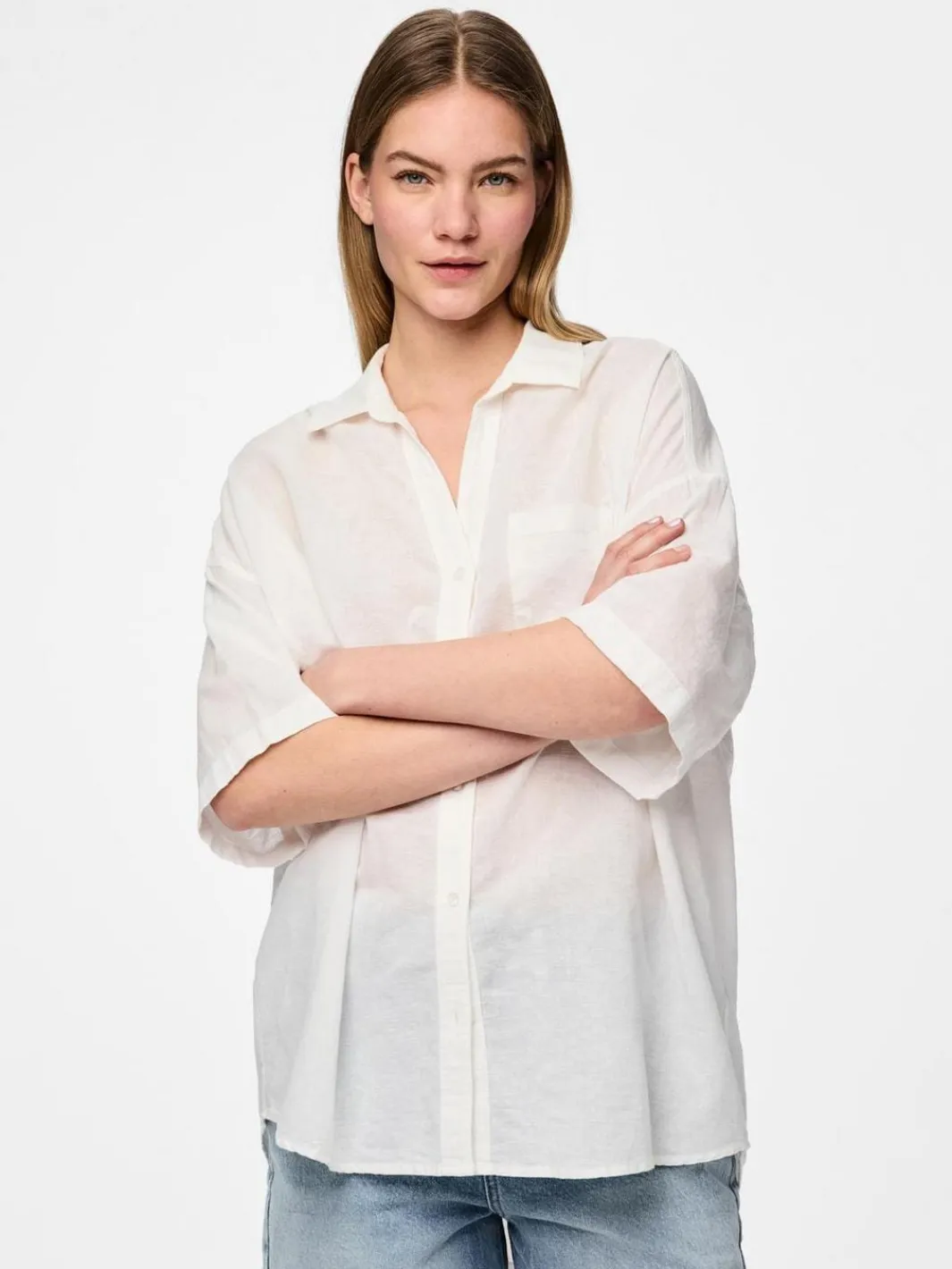 Clearance Pieces Pcsatinka 2/4 Shirt 4684726 Cloud Dancer