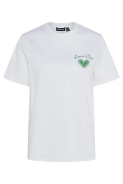 Outlet Pieces Pcscarlett Ss Printed T-Shirt 4696524 Bright White Lovers Club Heart