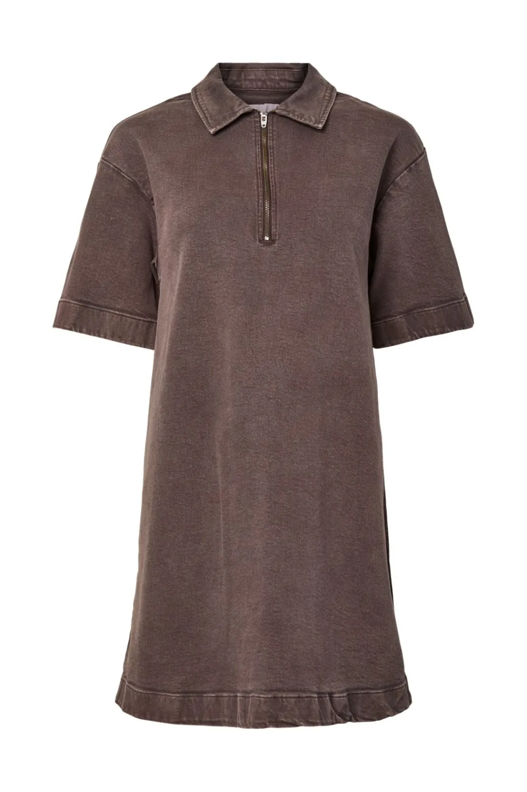 New Pieces Pcselma 3/4 Zip Denim Dress Fsy 4973772 Hot Fudge