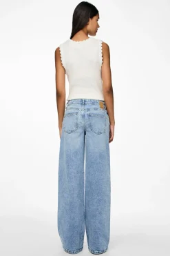 Outlet Pieces Pcselma Lw Wide Jeans Lb 4622362 Light Blue Denim
