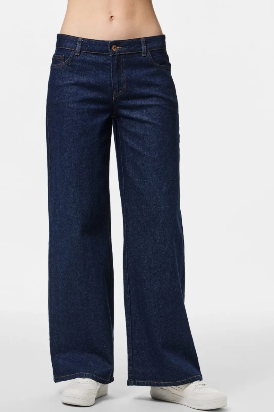 Sale Pieces Pcselma Lw Wide Jeans Rinse 4622375 Dark Blue Denim Rinse