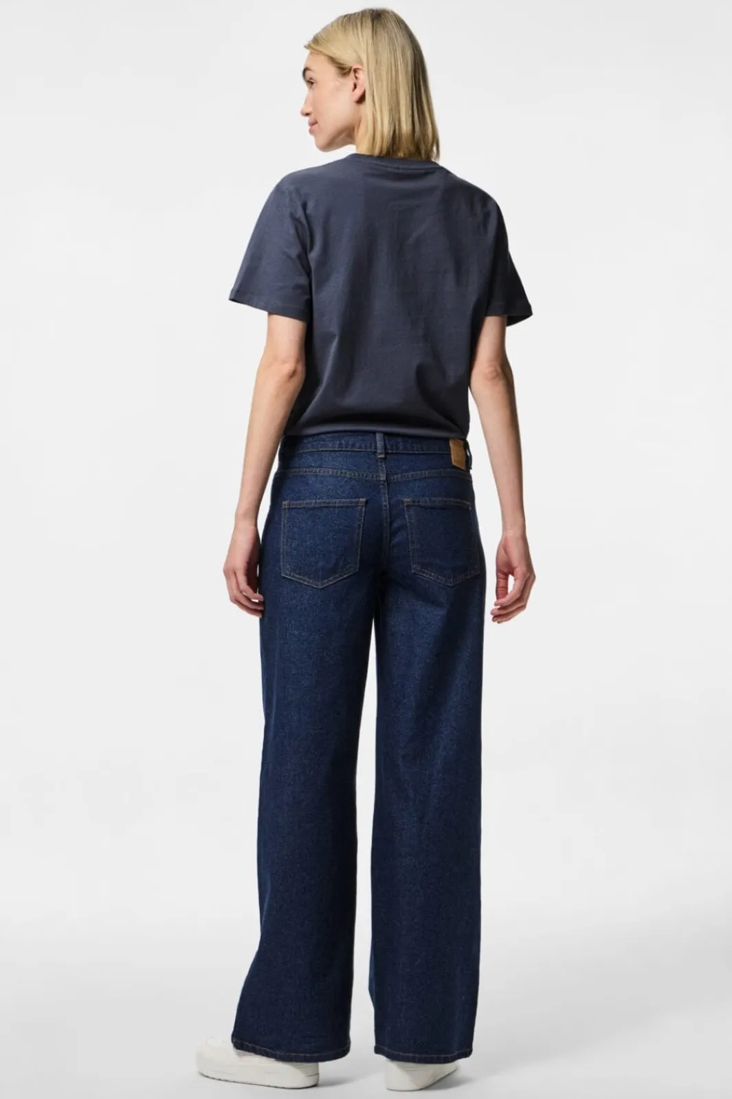 Sale Pieces Pcselma Lw Wide Jeans Rinse 4622375 Dark Blue Denim Rinse