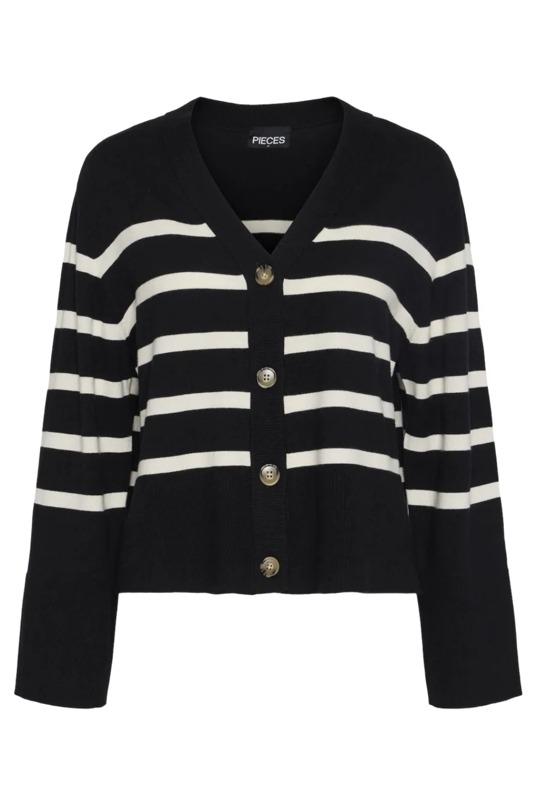 New Pieces Pcsia Ls Knit Cardigan 4542826 Black White