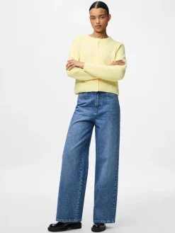 Hot Pieces Pcsilly Ls O-Neck Knit Cardigan 4963881 Pale Banana Melange