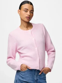 Discount Pieces Pcsilly Ls O-Neck Knit Cardigan 4963880 Roseate Spoonbill Melange