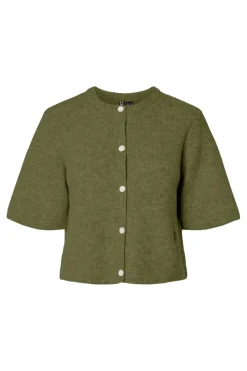 Discount Pieces Pcsilly Ss O-Neck Knit Cardigan 4961211 Sphagnum Melange