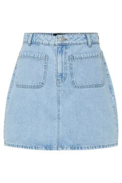 Discount Pieces Pcsky Mini Denim Skirt 4687630 Light Blue Denim