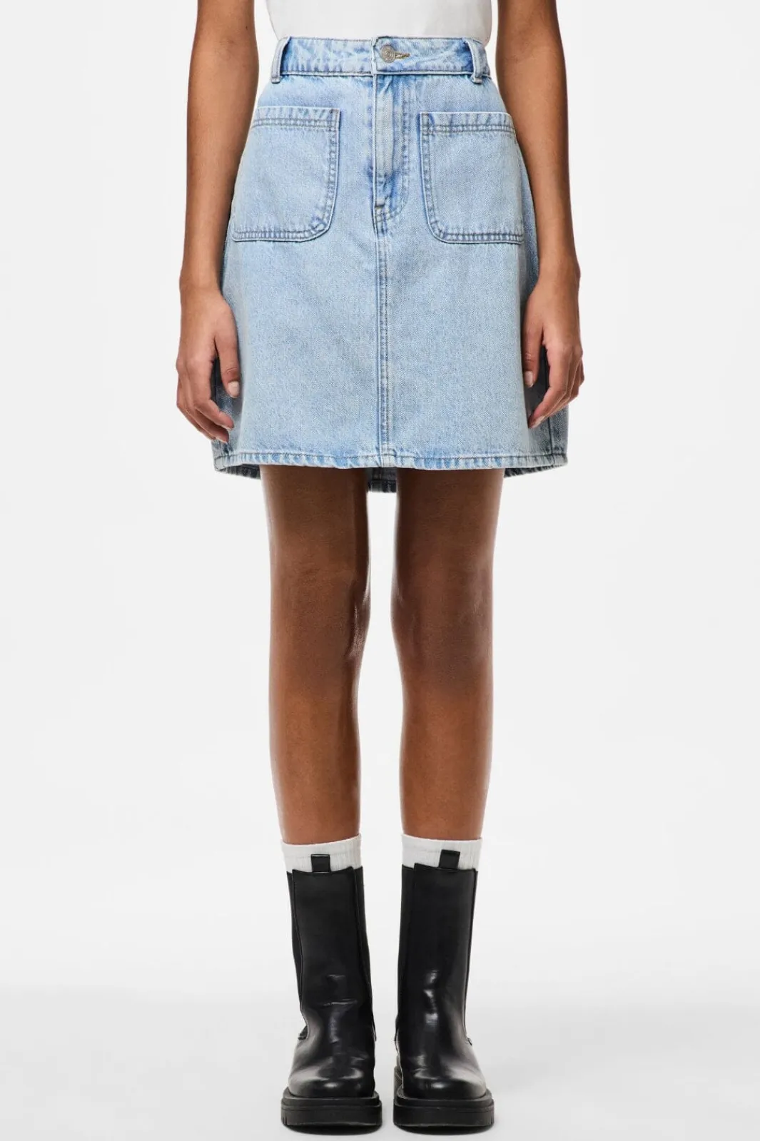 Discount Pieces Pcsky Mini Denim Skirt 4687630 Light Blue Denim