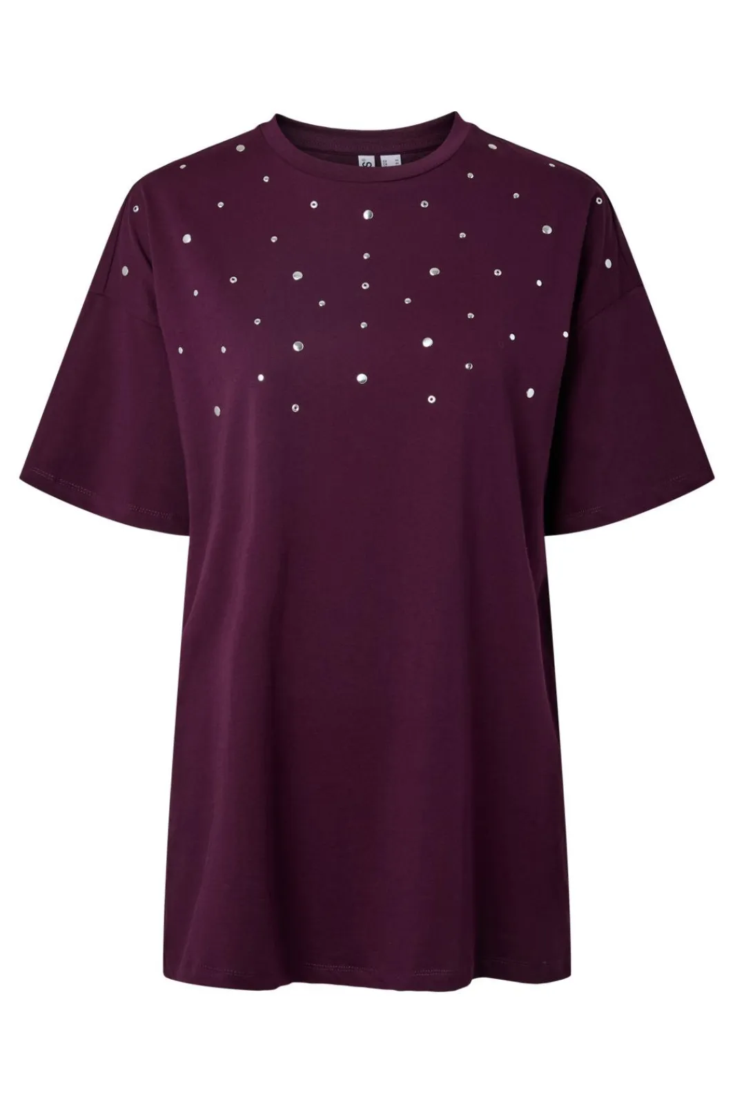 Pieces Pcskylar Ss Detail Tee Fsy Pp 5036992 Dark Purple Rhinestone/Studs