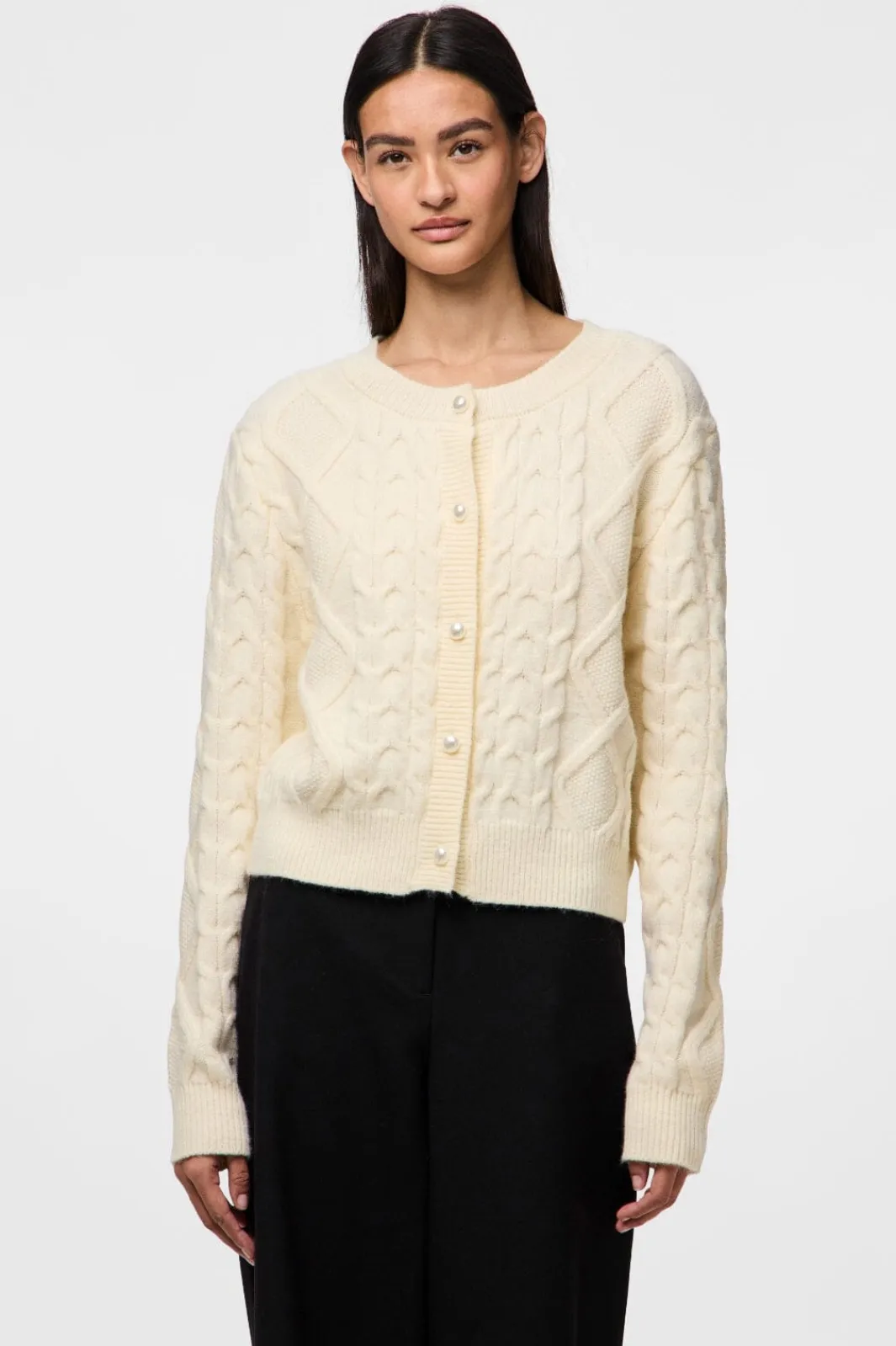Best Pieces Pcsofia Ls O-Neck Knit Cardigan 4837116 Cloud Dancer