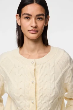 Best Pieces Pcsofia Ls O-Neck Knit Cardigan 4837116 Cloud Dancer