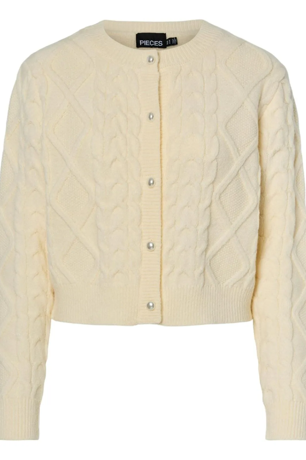 Best Pieces Pcsofia Ls O-Neck Knit Cardigan 4837116 Cloud Dancer