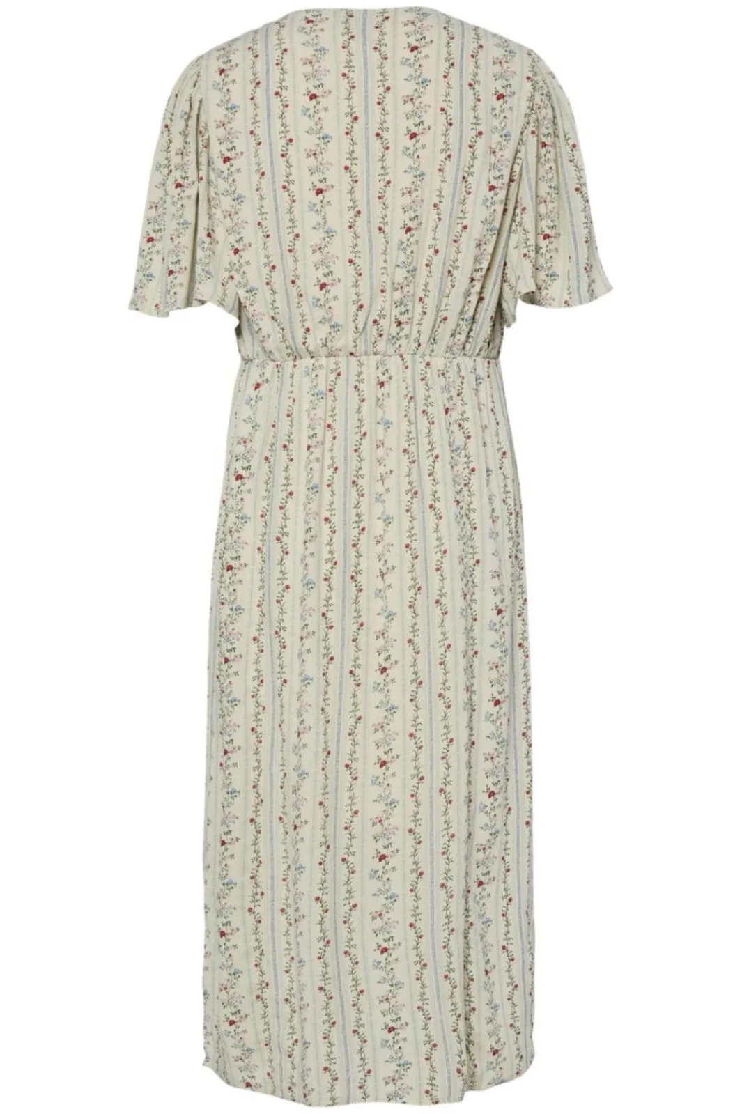 Best Pieces Pctaitlyn Ss V-Neck Midi Dress 4822602 Birch Striped Flower