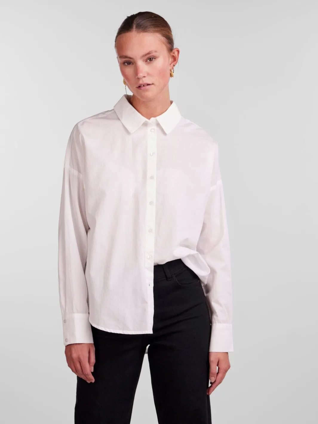 New Pieces Pctanne Ls Loose Shirt 4121209 Cloud Dancer