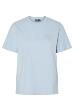 Sale Pieces Pctara Ss Printed T-Shirt 4737862 Cashmere Blue Heart