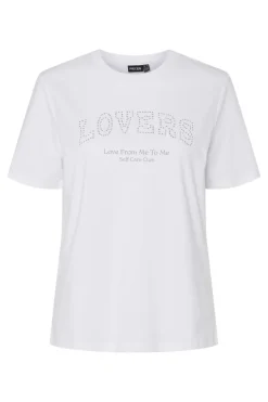 Sale Pieces Pctara Ss Printed T-Shirt 4733598 Bright White Lovers