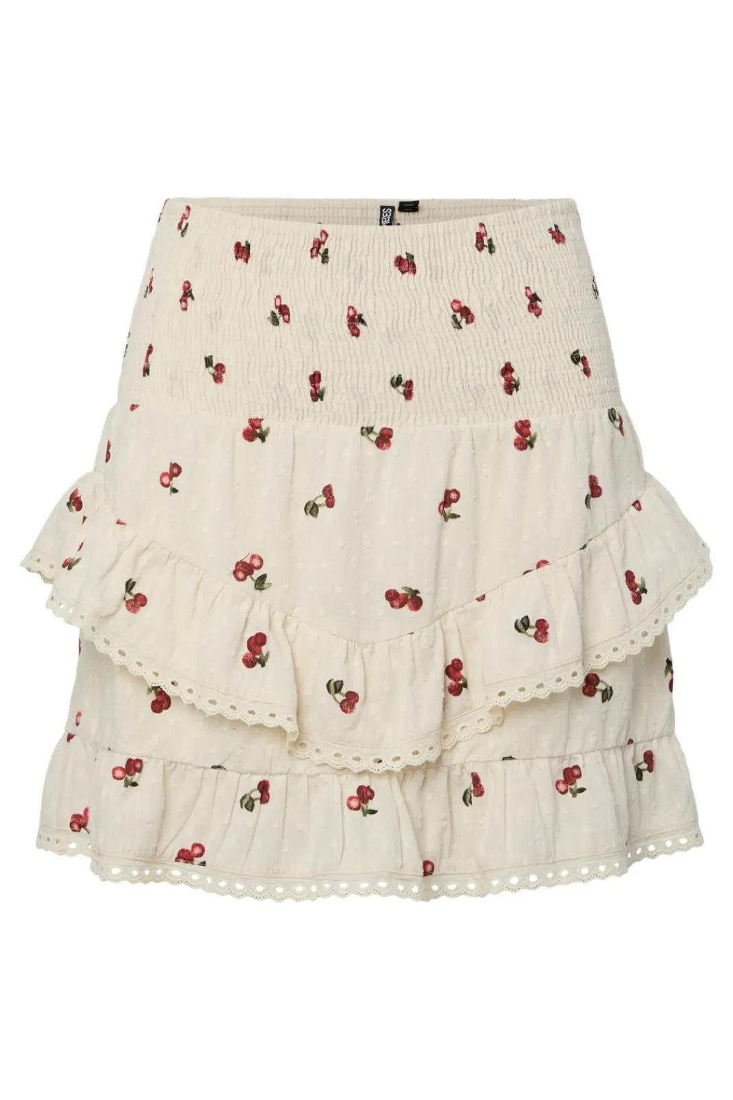 Hot Pieces Pcthea Short Smock Skirt Pp 4936524 Cloud Cream Cherries