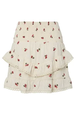 Hot Pieces Pcthea Short Smock Skirt Pp 4936524 Cloud Cream Cherries