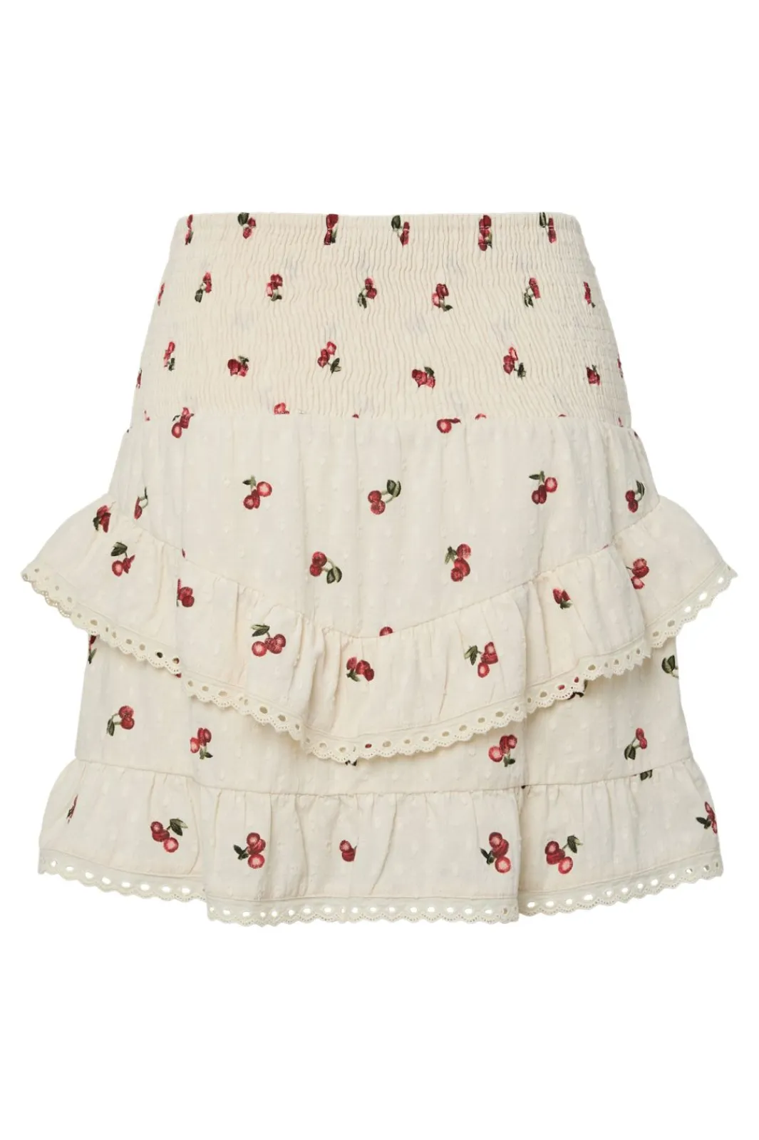 Hot Pieces Pcthea Short Smock Skirt Pp 4936524 Cloud Cream Cherries