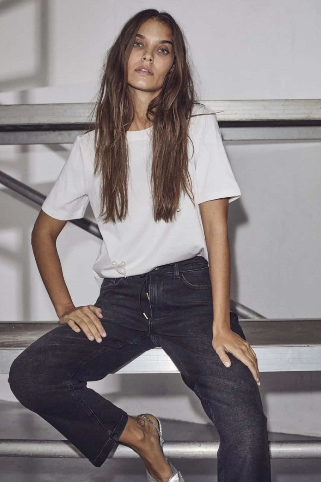 Sale Haute L'Amitié Pearl Bow Tee HL10027 Off-White